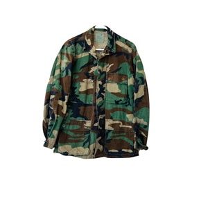 Vtg 90s Streetwear Mens Small Military Issue Camouflage Tactical Shirt Jacket